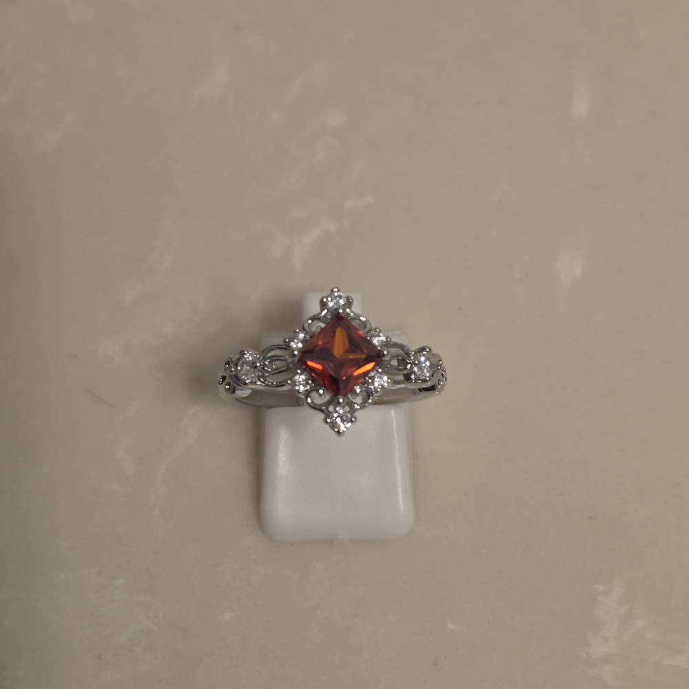 925 Silver Cz And Ruby Ring Size 9 - image 6